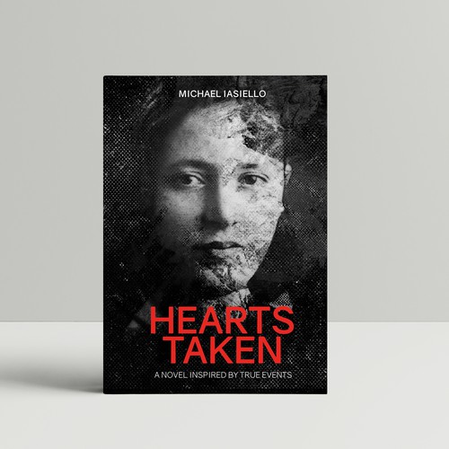 Halftone design with the title 'Hearts Taken Cover'