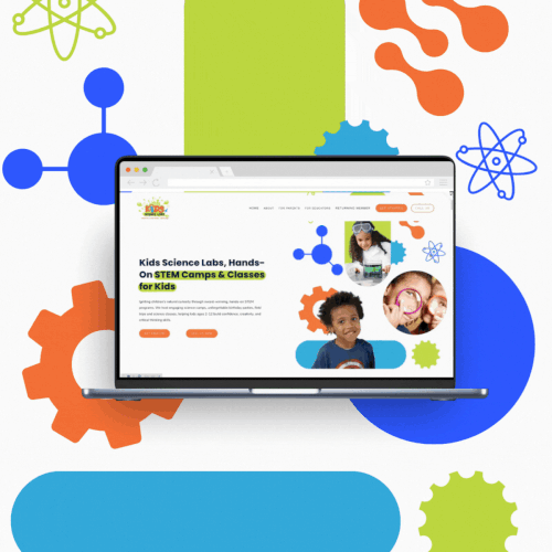 SEO design with the title 'Kids Science Labs Redesign'