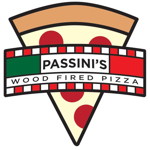 Italian cuisine logo with the title 'Passini's Pizzeria Logo'