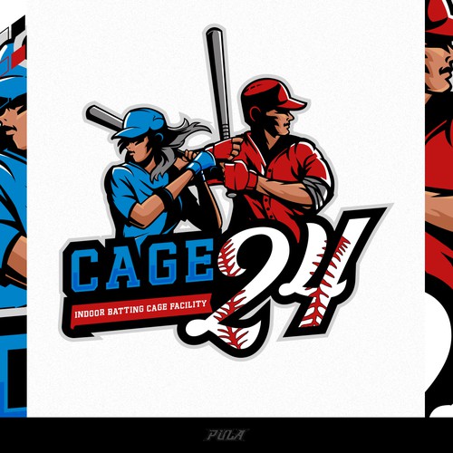 Sports design with the title 'Cool Baseball Batting Facility Logo'