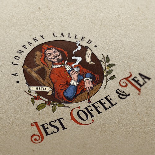 Tea logo with the title 'A Company Called Jest Coffee and Tea'