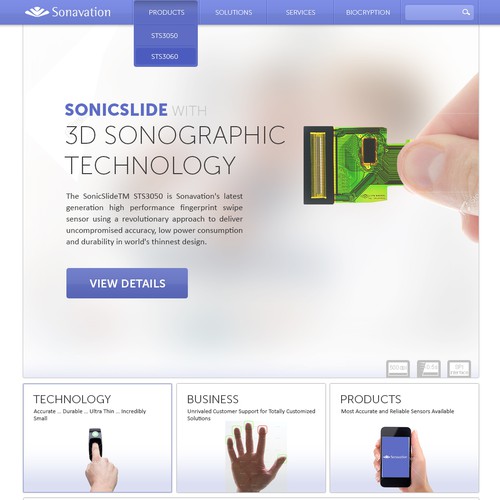 Fingerprint design with the title 'Help Sonavation with a new website design'