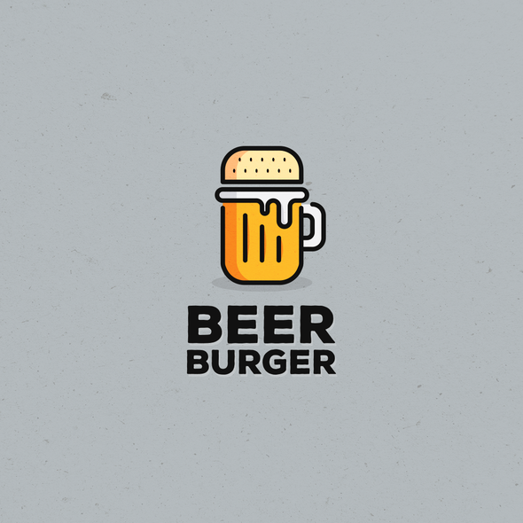 Orange and black logo with the title 'Logo concept for Beer Burger'