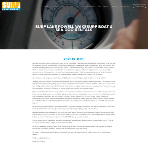 SEO design with the title 'Surf Lake Powell SEO Design'