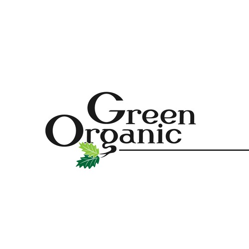 Leaf packaging with the title 'Green food logo concept'