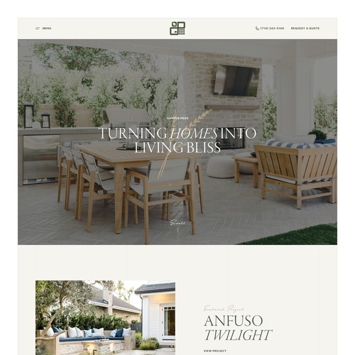 Light website with the title 'Elegant, luxouriouse homepage concept'