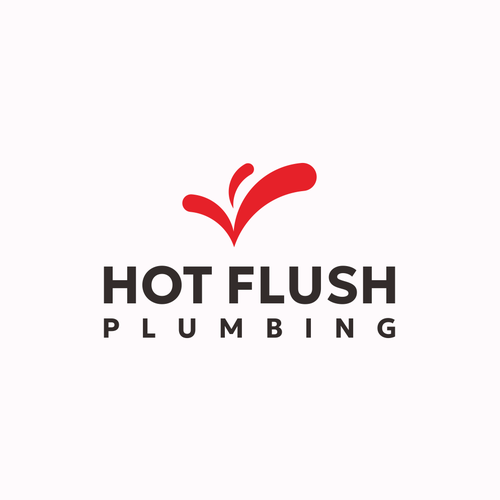 Red brand with the title 'Splashy logo for plumbing services: Hot Flush Plumbing'