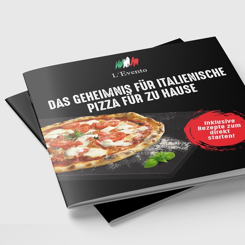 Pizza design with the title 'Pizza stone BOOKLET COVER DESIGN'