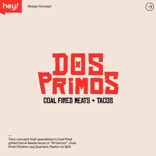 Adobe icon logo with the title 'Dos Primos — Mexican Tacos Food Logo Design'