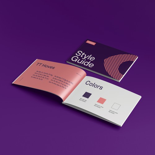 Purple and pink design with the title 'Brand Guide for the IT company'