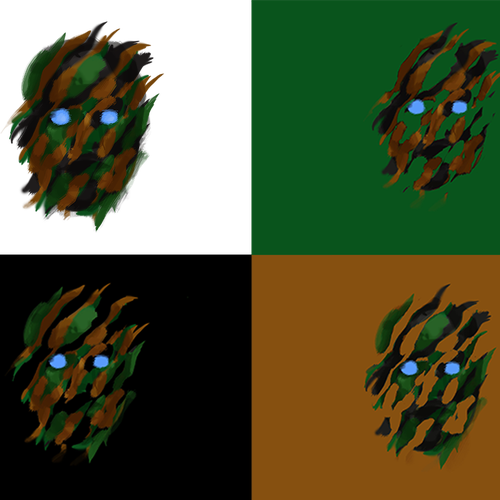 Face illustration with the title 'Create an artistic image of face in camouflage'