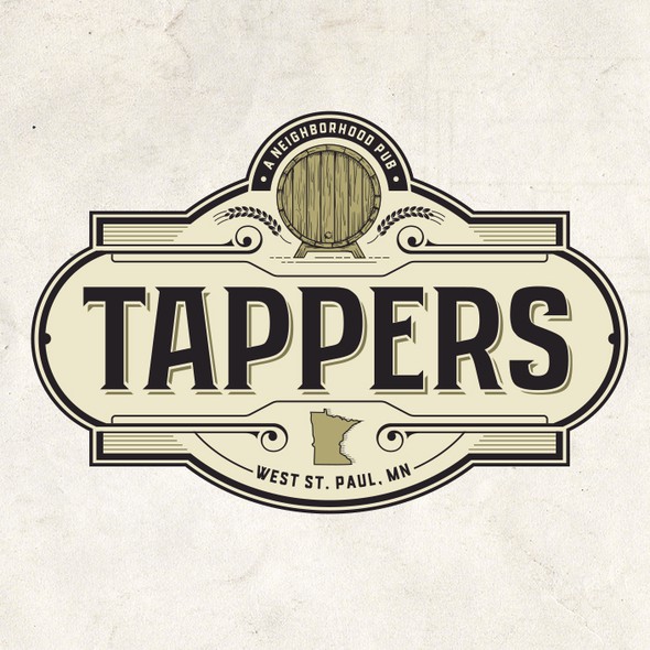 Brewery logo with the title 'tappers pub'