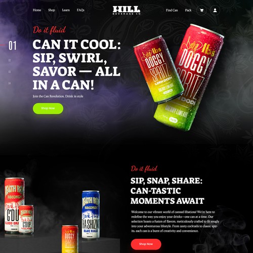 Creative website with the title 'Snoop doggs Beverage website'