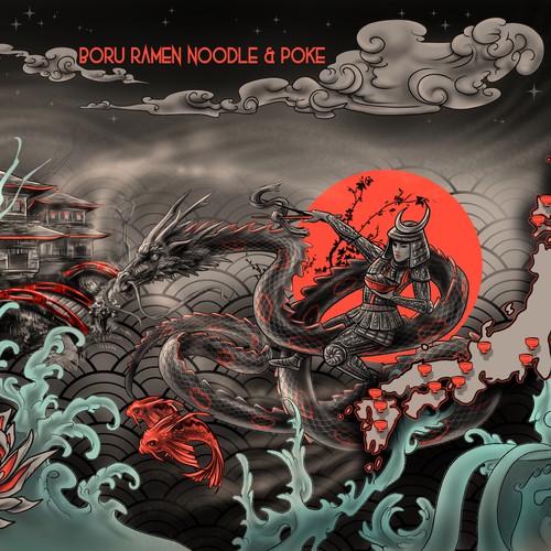 Wall artwork with the title 'Wall Art Boru Ramen Noodle And Poke'