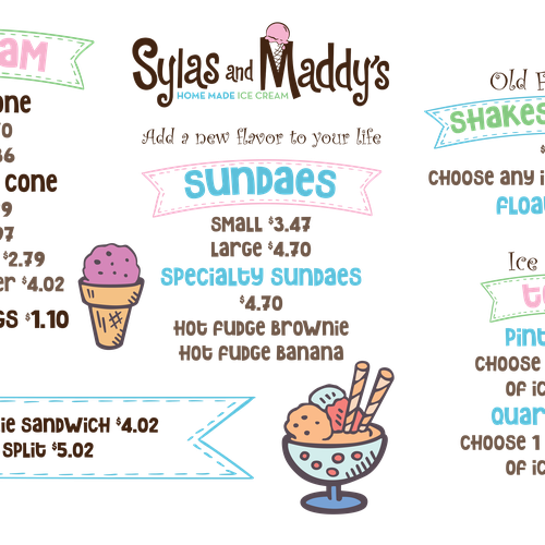 Quirky design with the title 'Ice Cream Menu Screen'