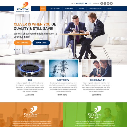 Photoshop design with the title 'Wordperss theme design for Teleson'