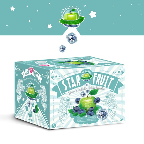 Healthy food design with the title 'Freeze-Dried Fruits Packaging'