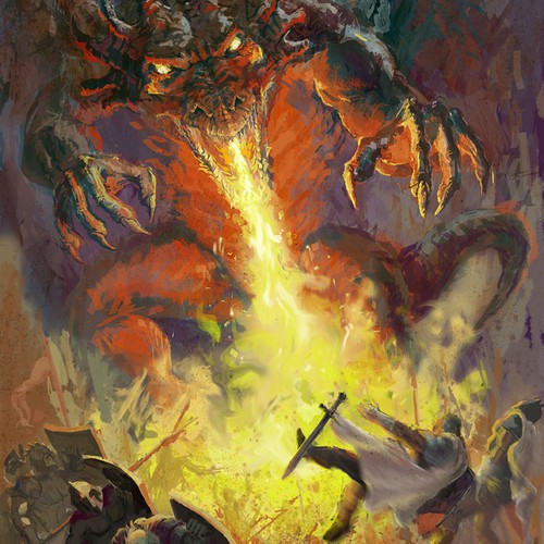 Adobe Photoshop artwork with the title 'New illustration wanted for online game illustration'