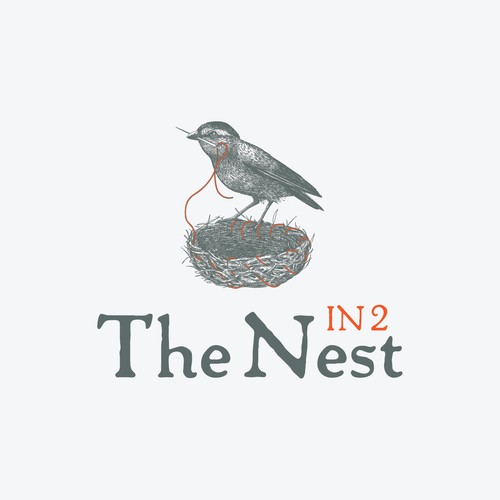 Playful design with the title 'In 2 The Nest logo design with a smart bird'