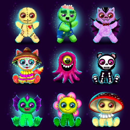 Baby artwork with the title 'CUTE STUFFED ANIMAL DESIGNS'