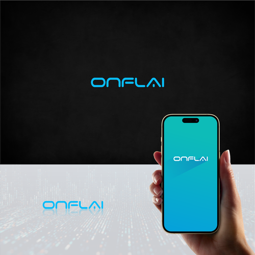 Green tech logo with the title 'Logo Design for onflAI'