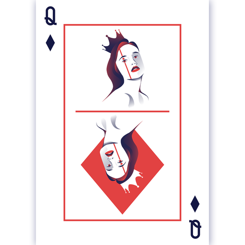 Queen design with the title 'Queen poker card illustration'