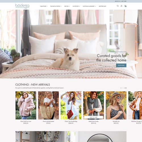 Clothing website with the title 'Shopify Website for Bodega'