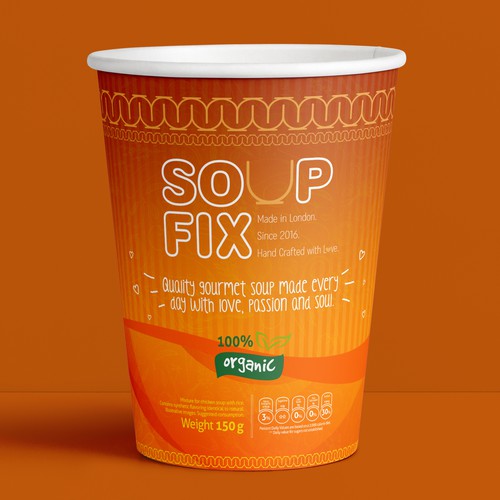 Cup packaging with the title 'Embalagem'