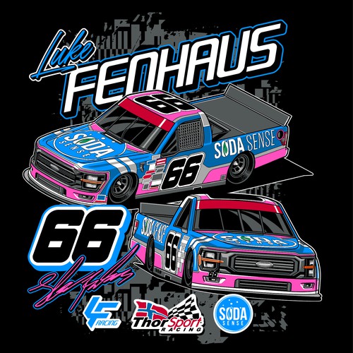 Tournament t-shirt with the title 'LUKE FENHAUS TRUCK RACING #66'