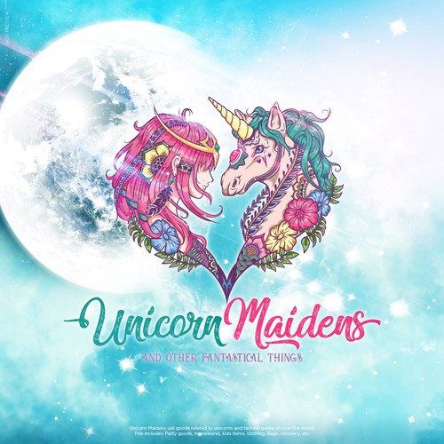 Girly design with the title 'Unicorn Maidens'