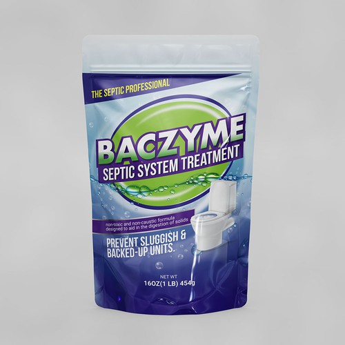 Brand packaging with the title 'BACZYME Septic System Brand'