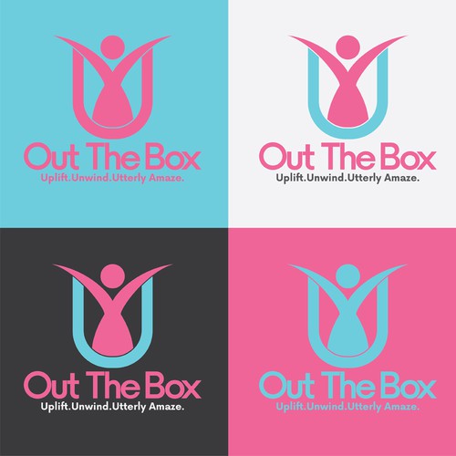 Gift box design with the title 'A woman self-care goodies Gift Box Logo'