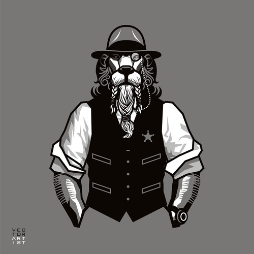 Character t-shirt with the title 'Badass Hipster Lion'