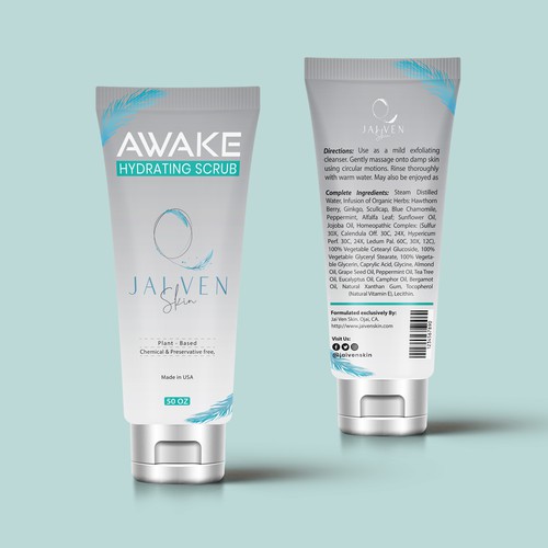 Scrub design with the title 'Scrub tube packaging label'