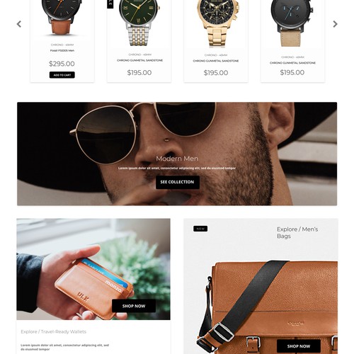 Fashion website with the title 'Elegant website for e-commerce store'