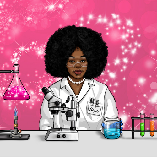 Chemistry design with the title 'Scientist Postcard Illustration'