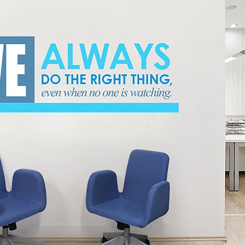 Wall art design with the title 'Typography—Wall Lettering of Company's Core Values'
