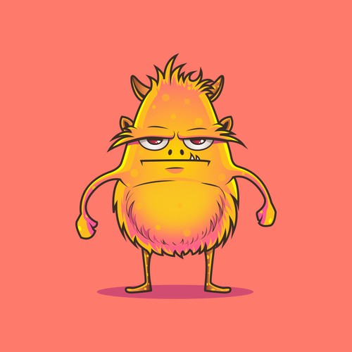 Monster design with the title 'Cute yet menacing monster character'