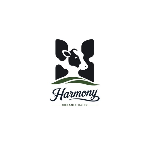 Dairy logo with the title 'Harmony Organic Dairy - Visual Identity & Mark'