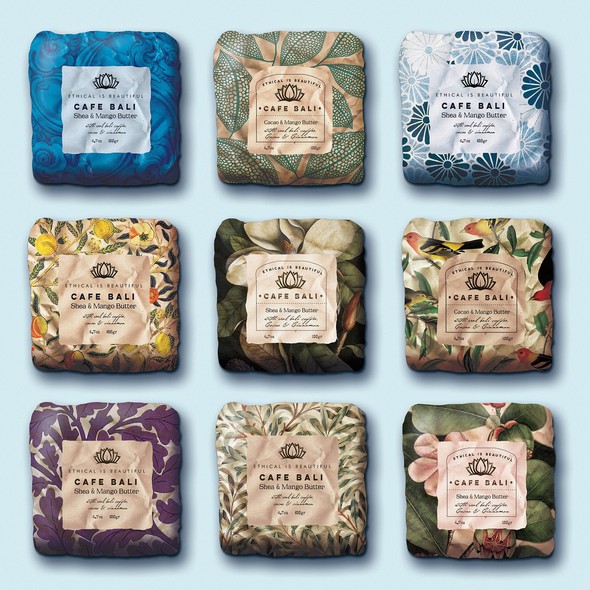 Soap label with the title 'Boutique soap bar packaging concept'