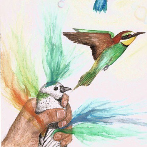 Bird artwork with the title 'Whimsical, sweet animal and/or botanical illustration'