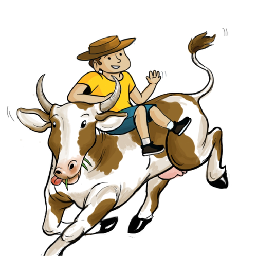 Boy artwork with the title 'Illustration for Cows Run/walk Benefiting Childrens' hospital i'