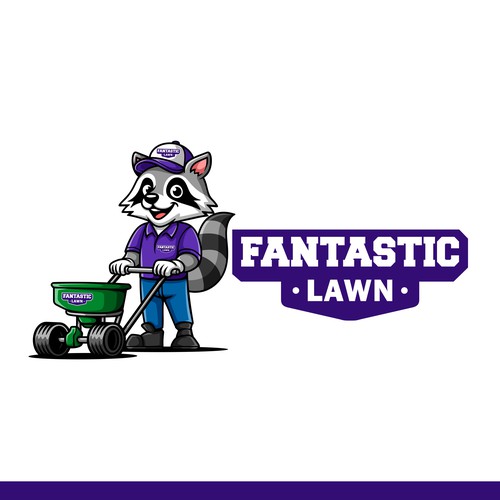 Raccoon logo with the title 'Fantastic Lawn'