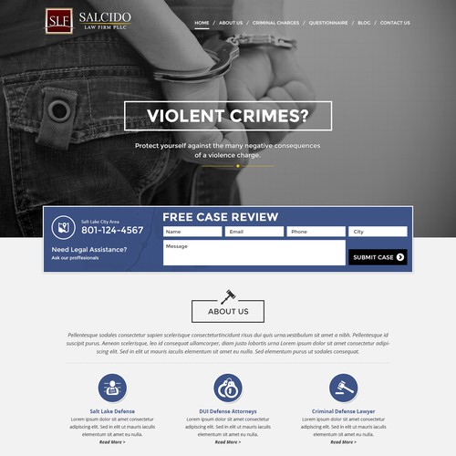 Lawyer website with the title 'Salt Lake City Criminal Defense Website Design'