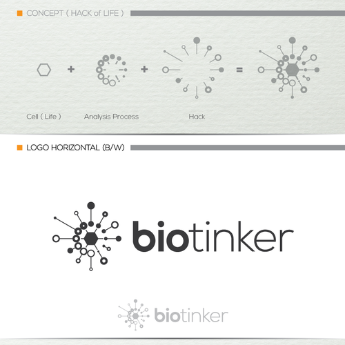 Cell logo with the title 'biotinker logo'