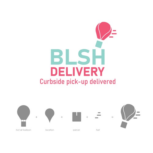Hot air balloon design with the title 'Blush Logo'