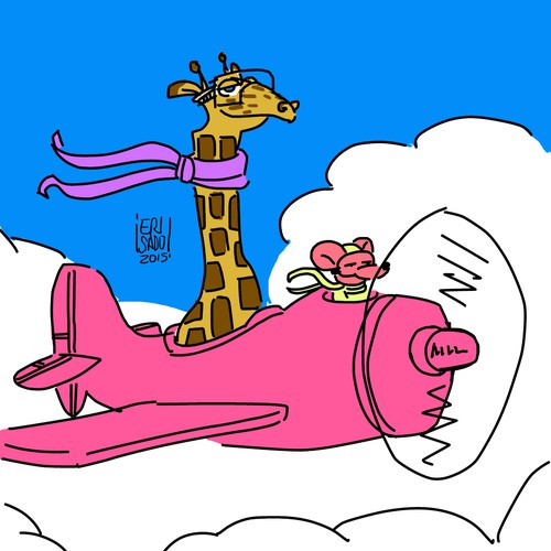 Cartoon character illustration with the title 'Taking a Trip'