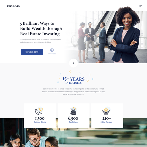 UX design with the title 'Landing Page for the Tax Firm'