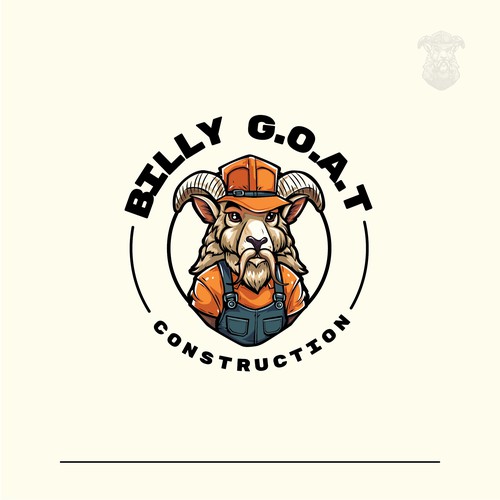 Mountain goat logo with the title 'Billy G.O.A.T. Construction Logo Design'