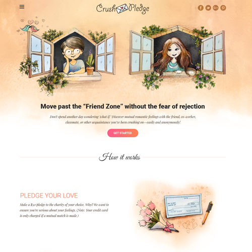Charity website with the title 'Website redesign for CrushPledge'